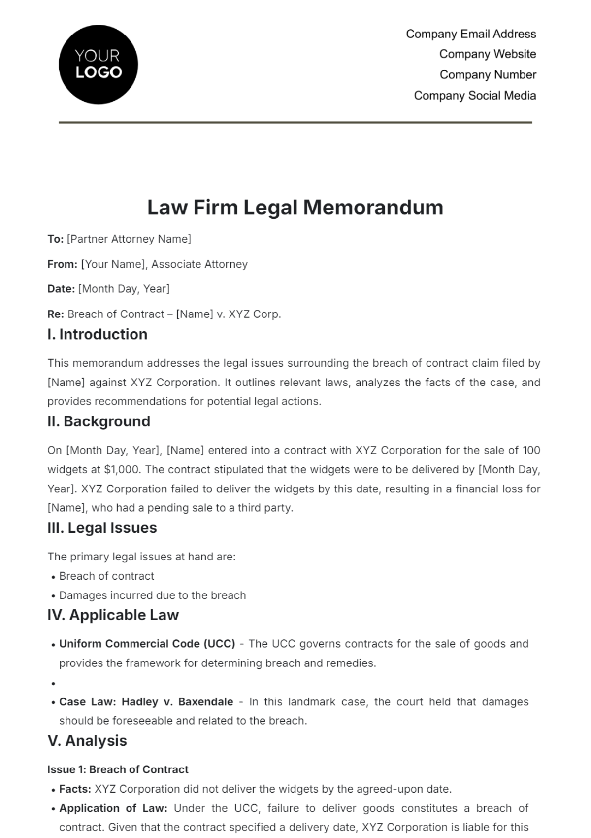 Legal Memo Template Example Legal Memo Template Example