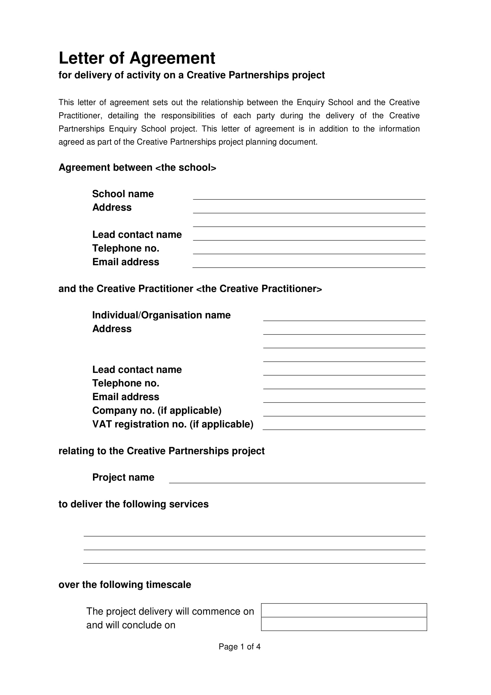 Letter of Agreement Template Letter of Agreement Template