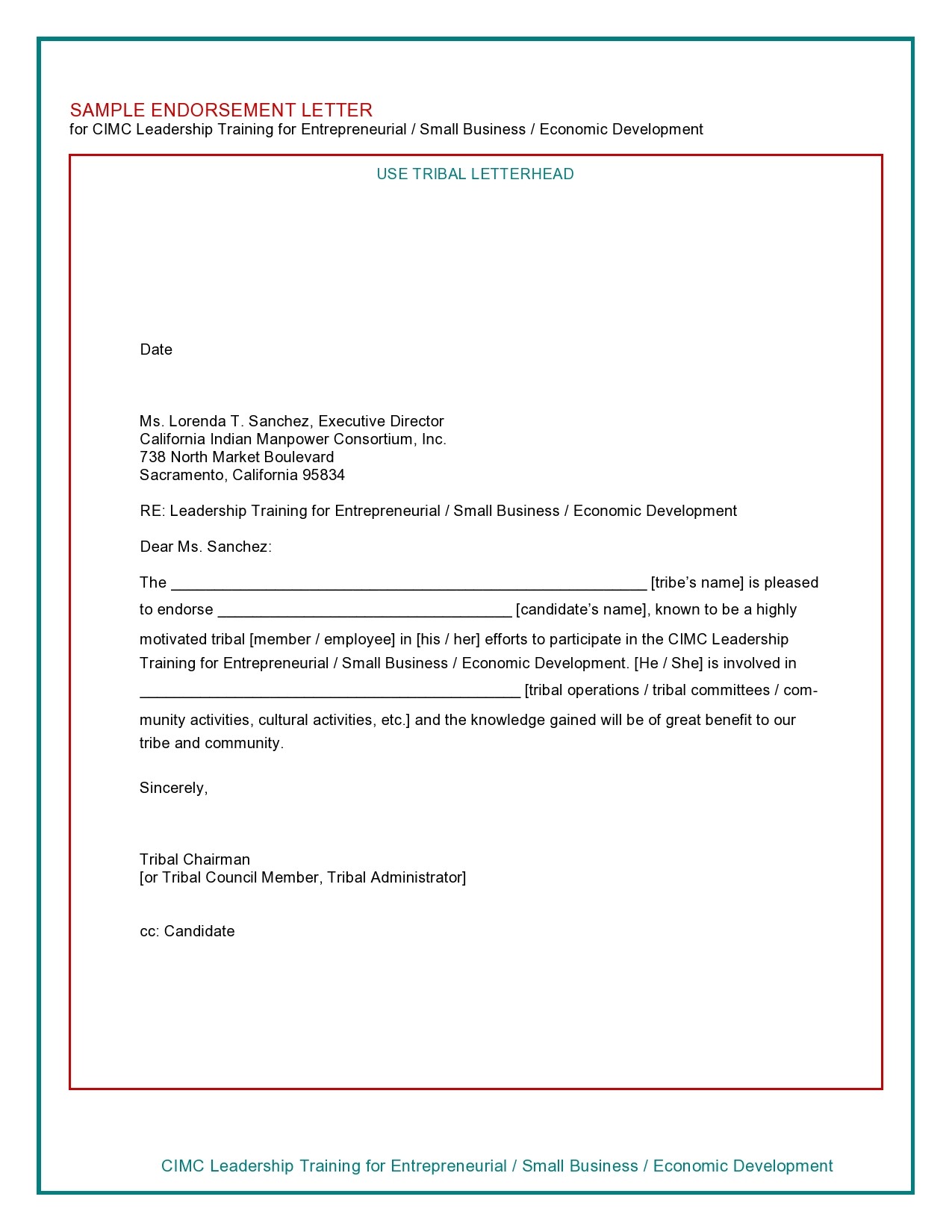 Letter of Endorsement Template Sample Letter of Endorsement Template Sample