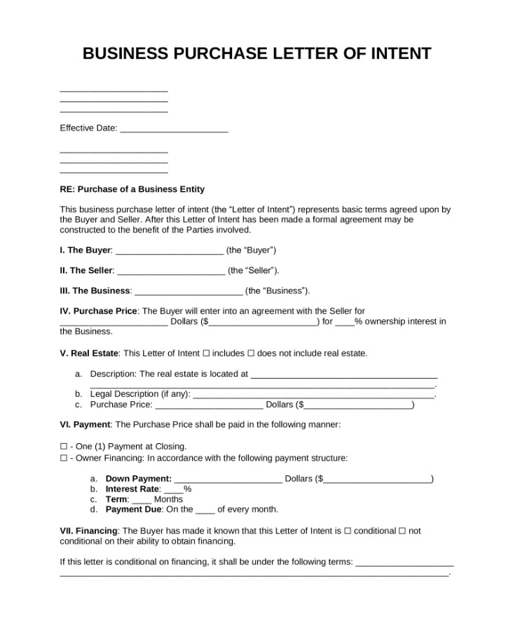 Letter of Intent to Purchase a Business Sample Letter of Intent to Purchase a Business Sample