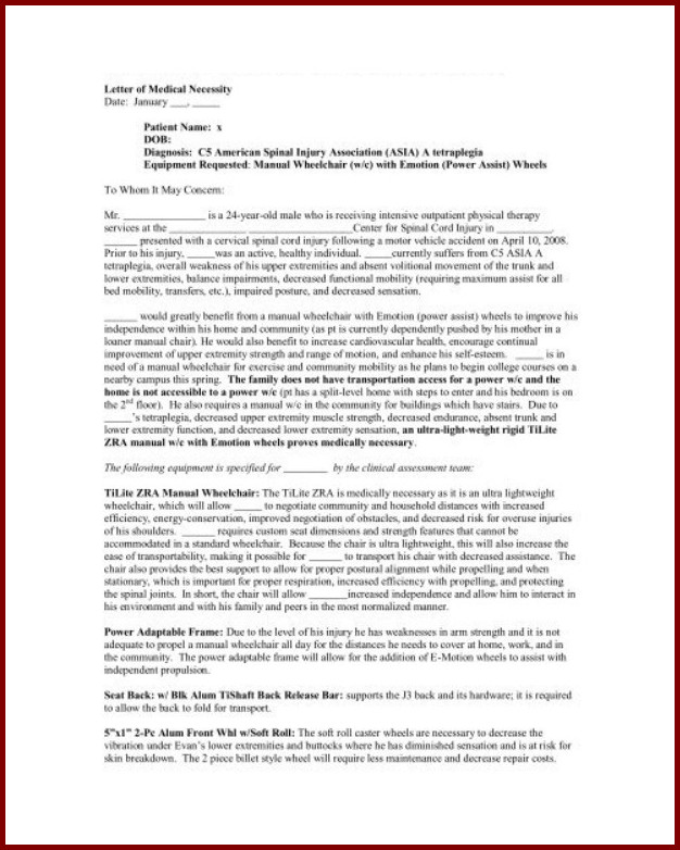 Letter of Medical Necessity Template Sample