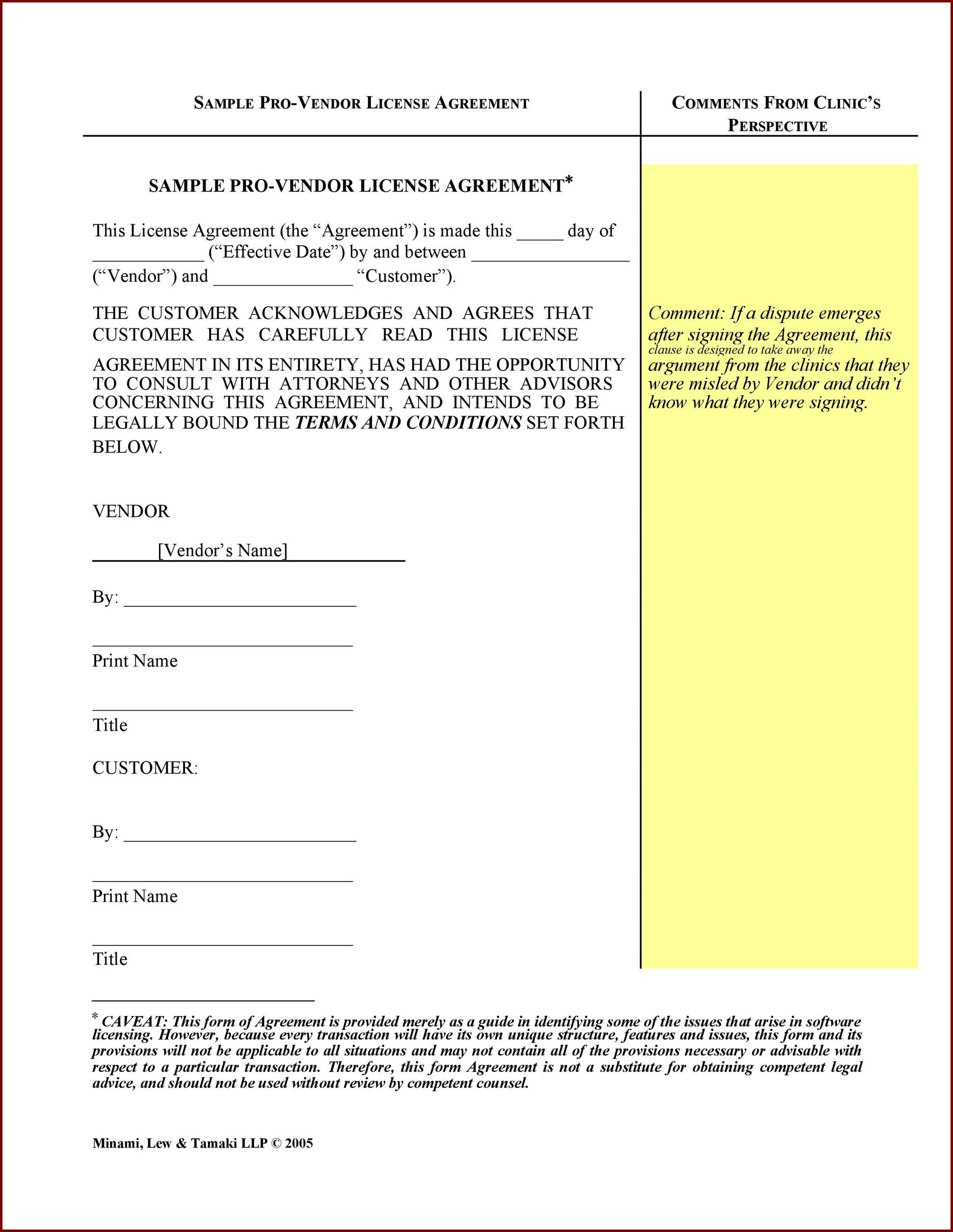 Licensing Agreement Template Example