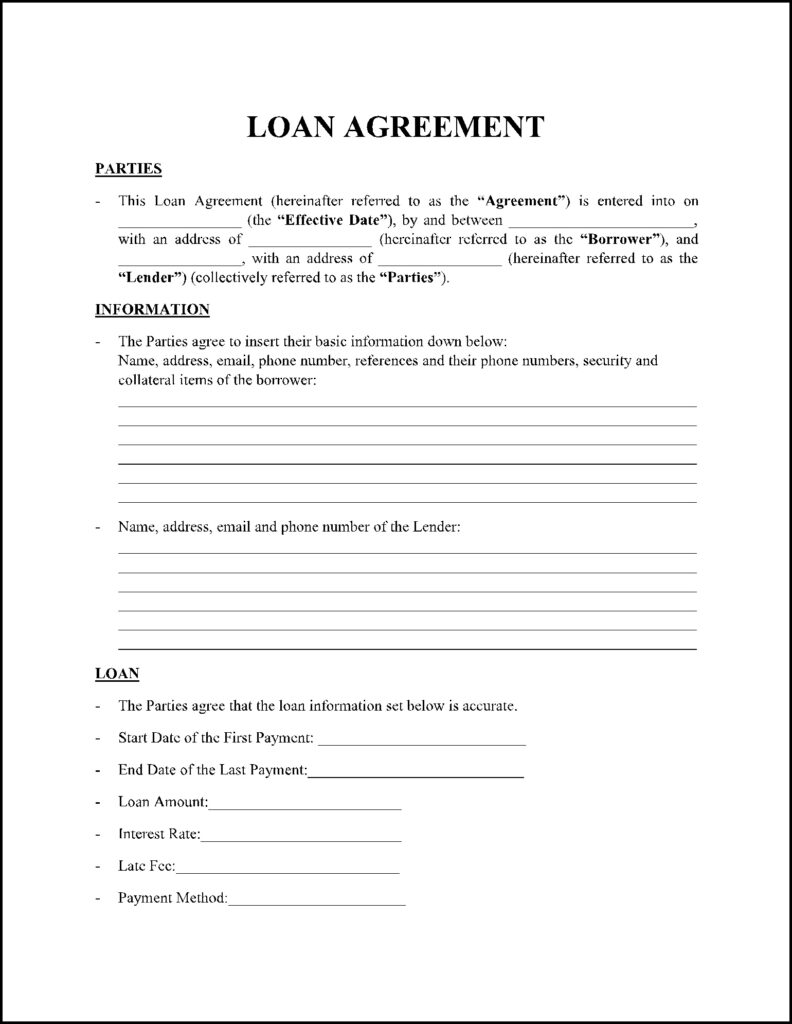 Loan Contract Agreement Template