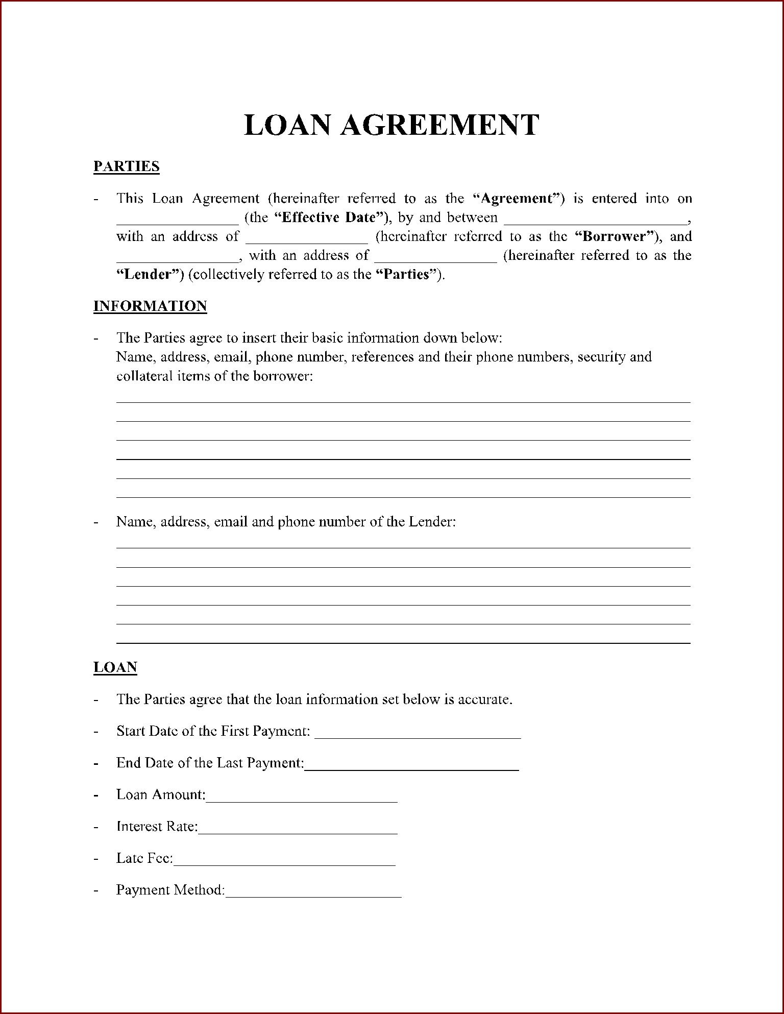 Loan Contract Between Friends