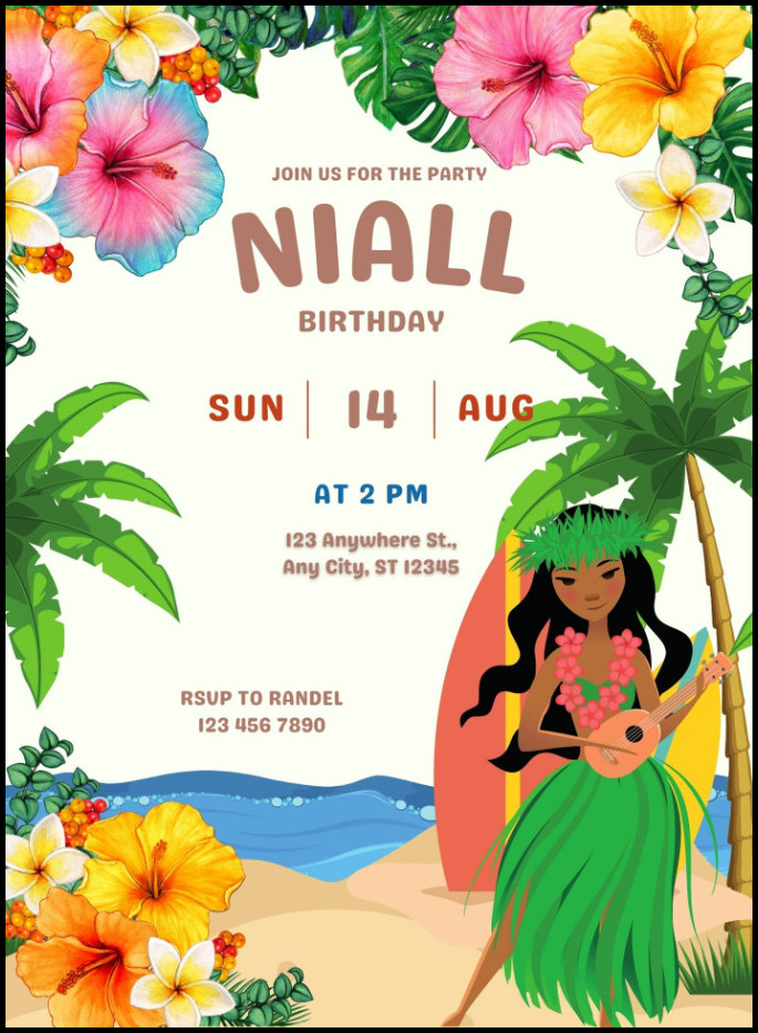Luau Party Invitation Template Sample