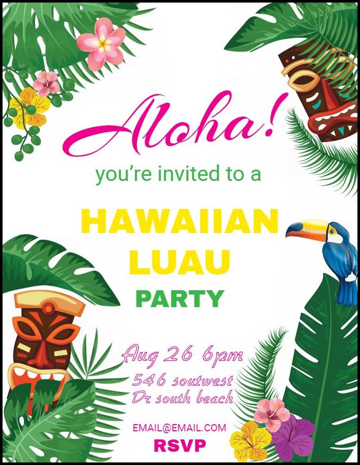 Luau Party Invitation Template