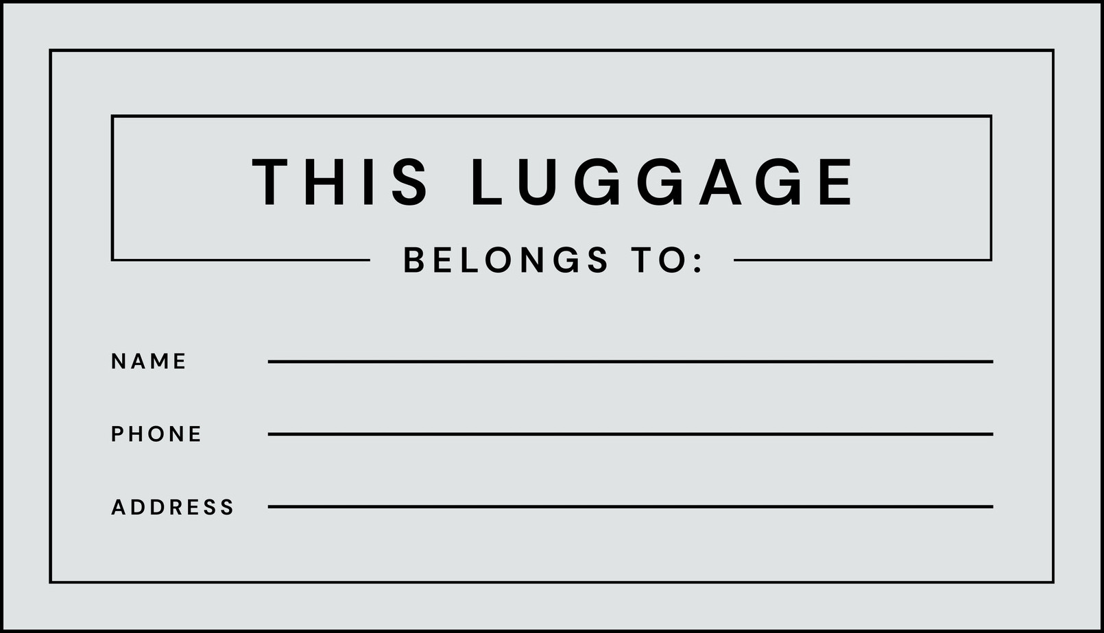 Luggage Tag Template Sample