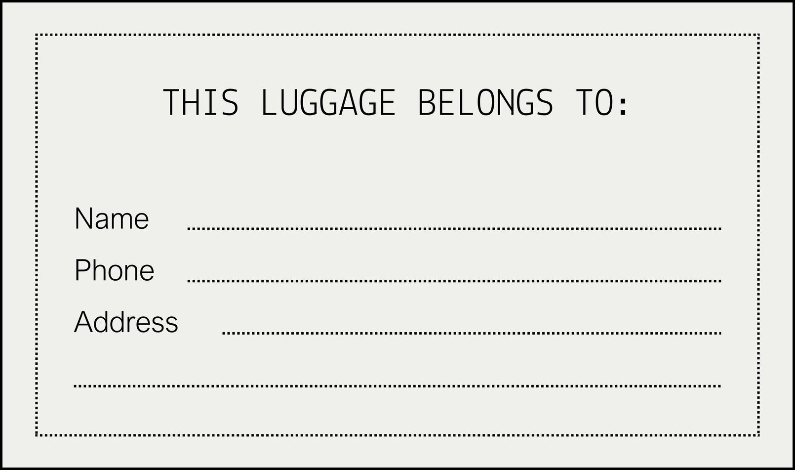 Luggage Tag Template