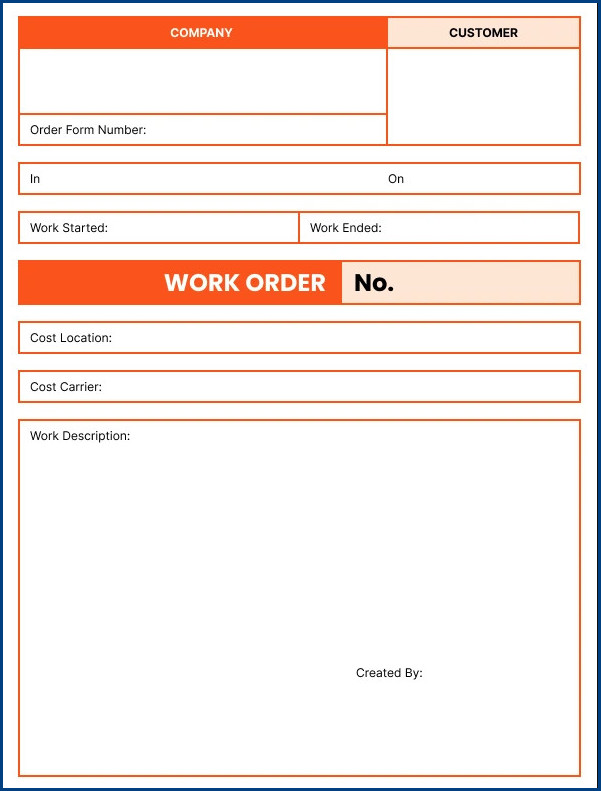 Maintenance Work Order Template