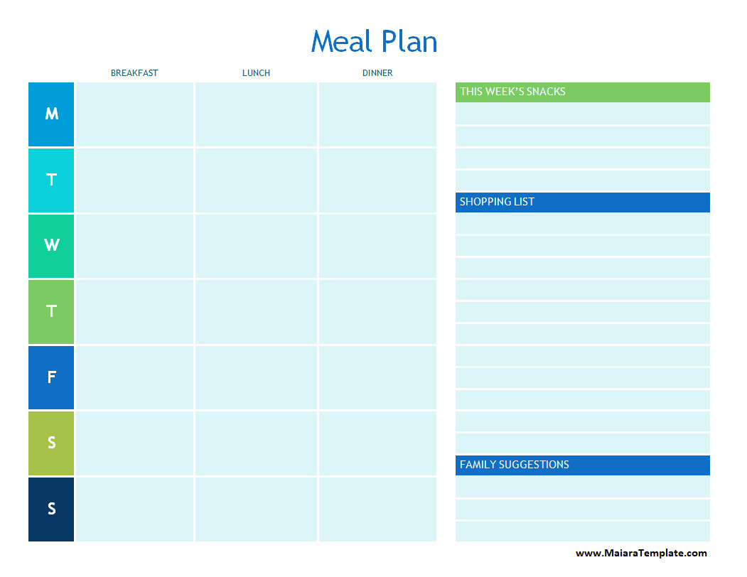 Meal Plan Template Simple Meal Plan Template