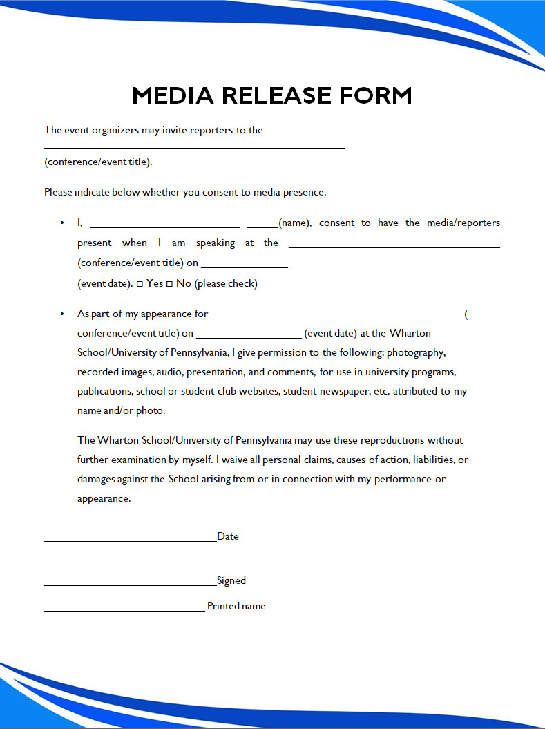 Media Release Form Media Release Form