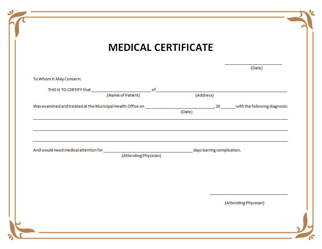 Medical Certificate Template Simple Medical Certificate Template