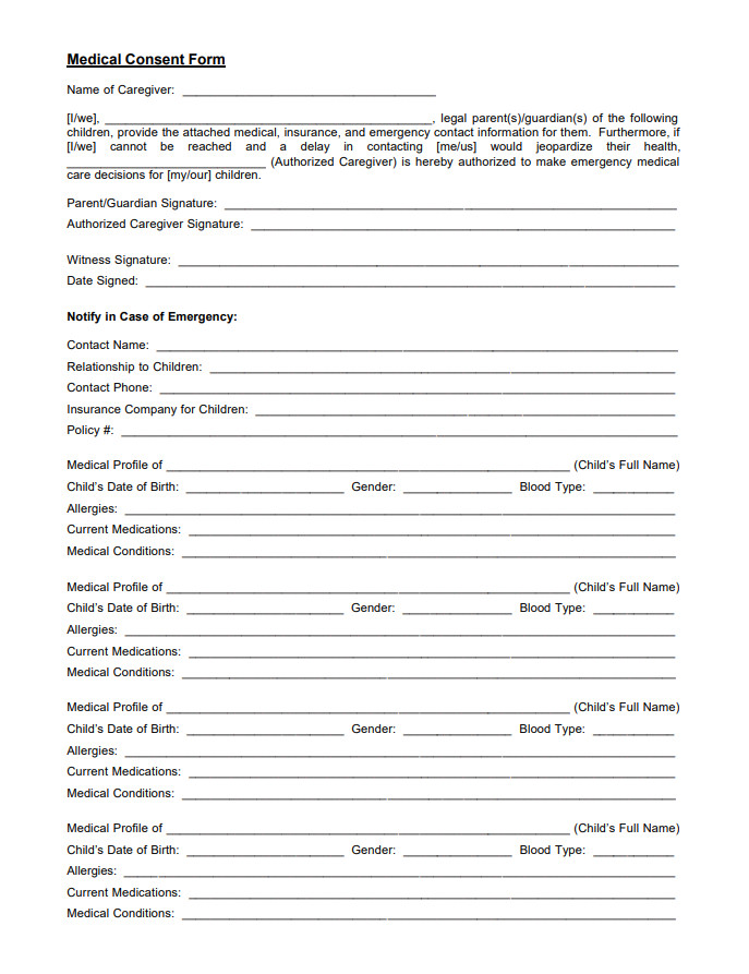 Medical Consent Form Medical Consent Form