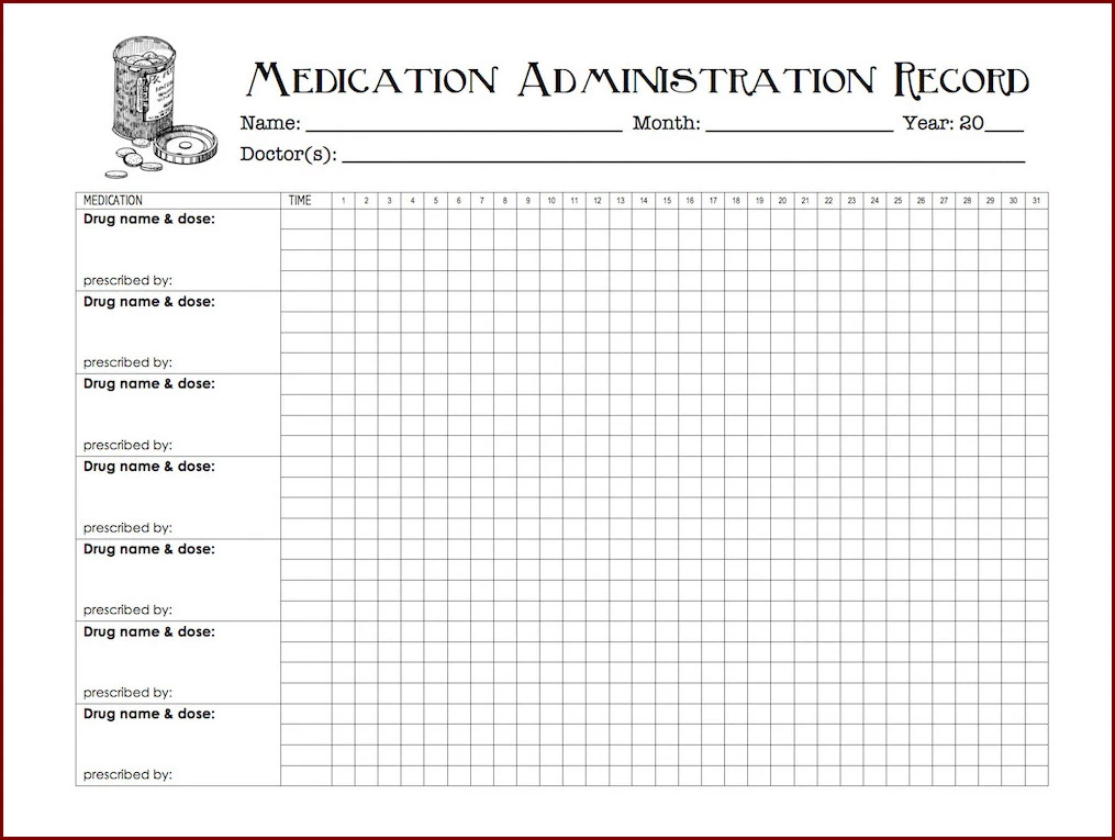 Medication Chart Template Sample