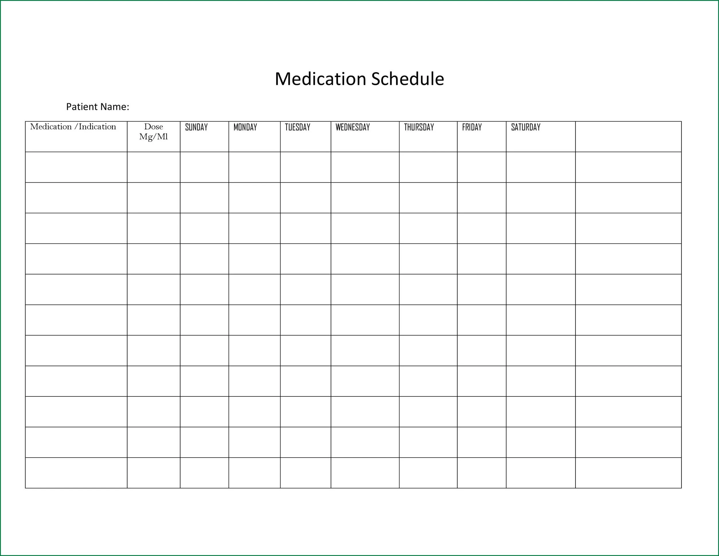 Medication Schedule Template
