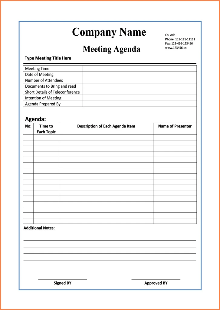 Meeting Minutes Template Example