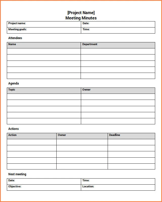 Meeting Minutes Template Sample