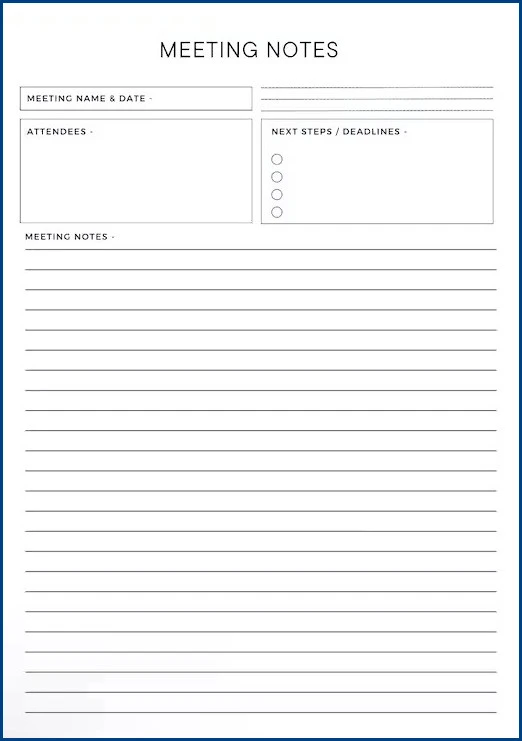 Meeting Notes Template Example