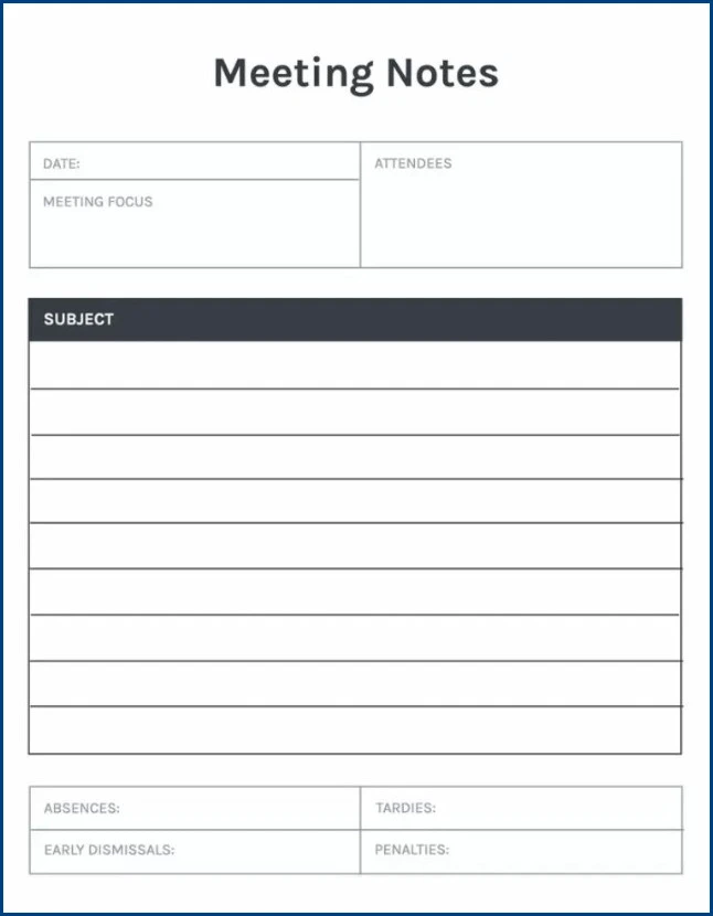 Meeting Notes Template Sample