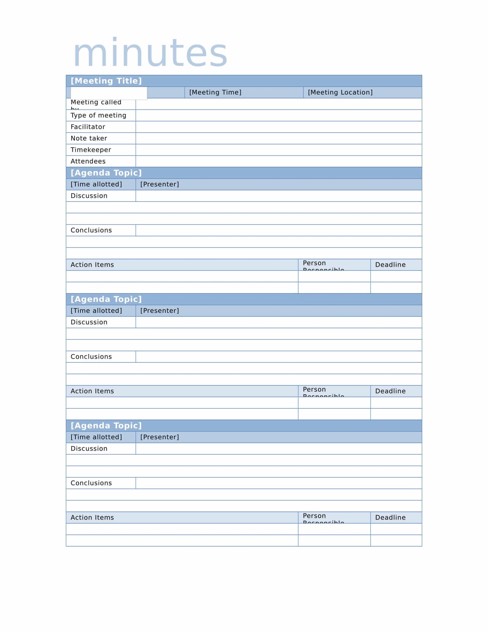 Meeting Summary Template Example