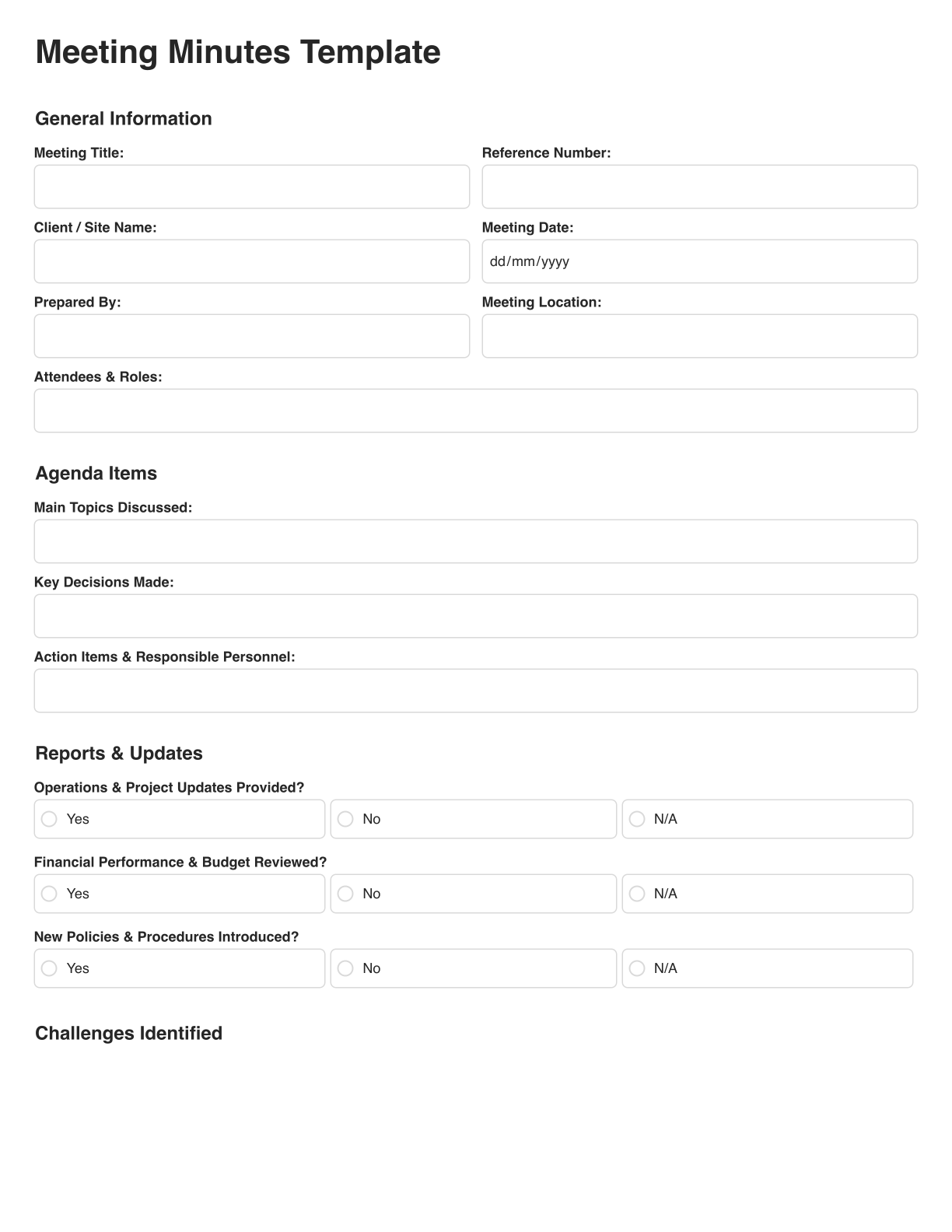 Meeting Summary Template