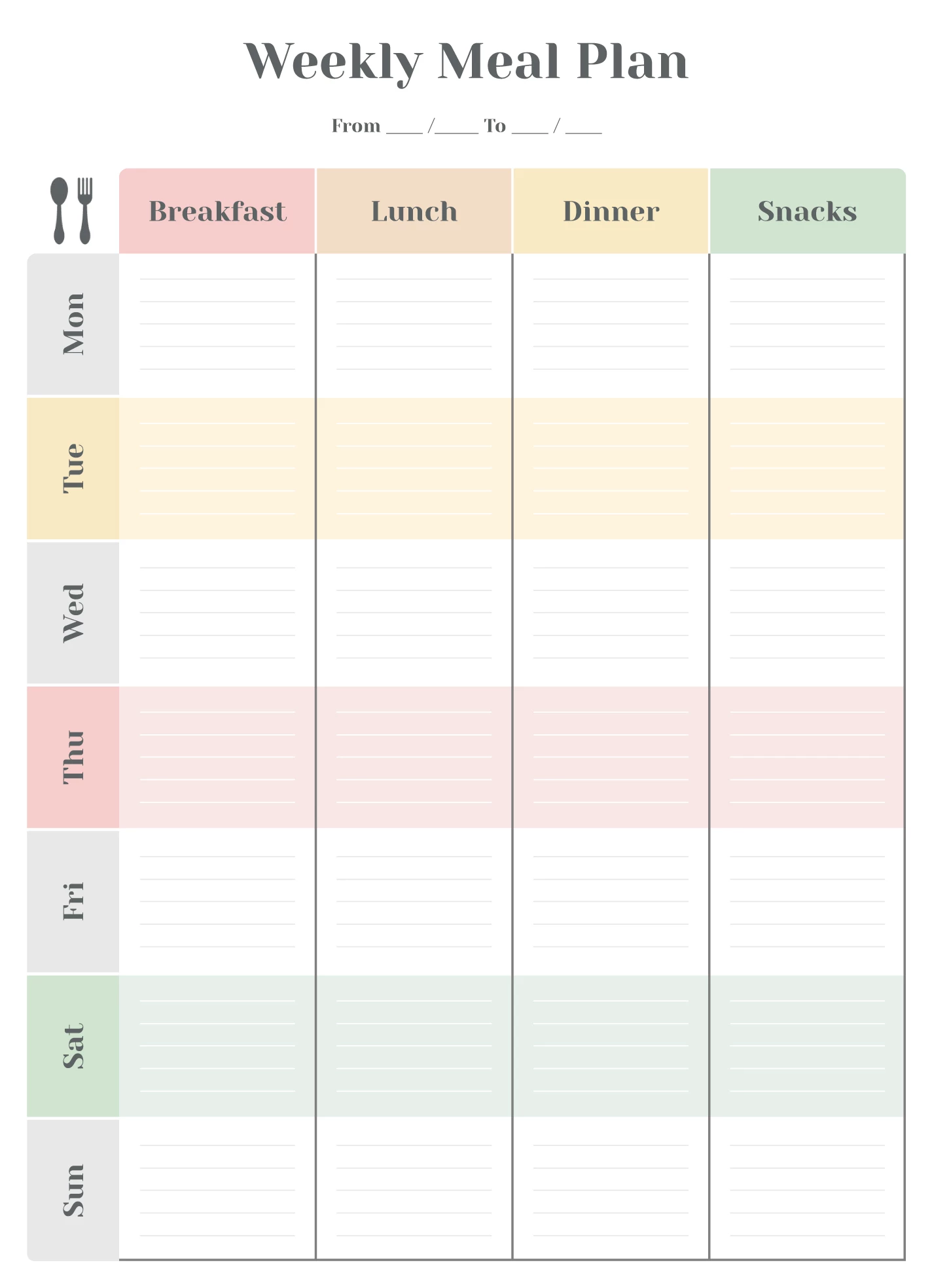 Menu Planner Template