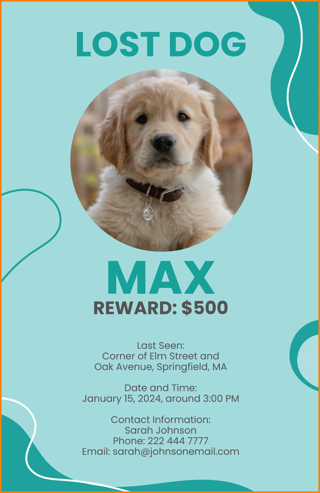 Missing Dog Poster Template Example