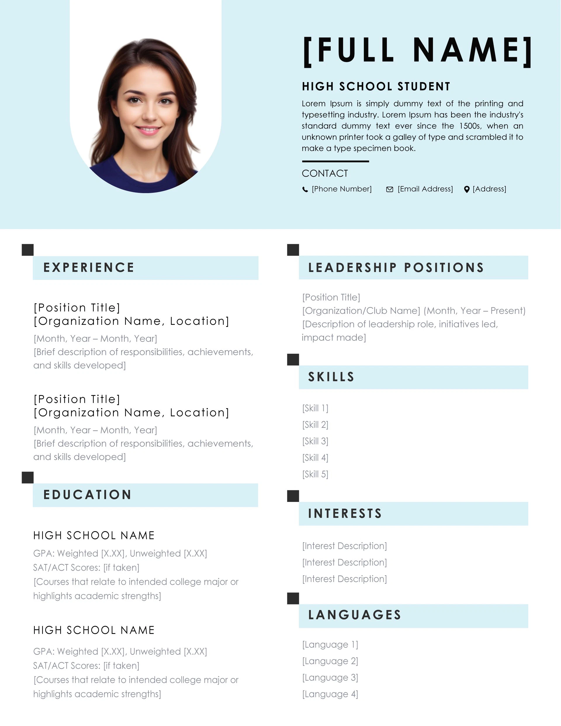 Modern Resume Template Sample