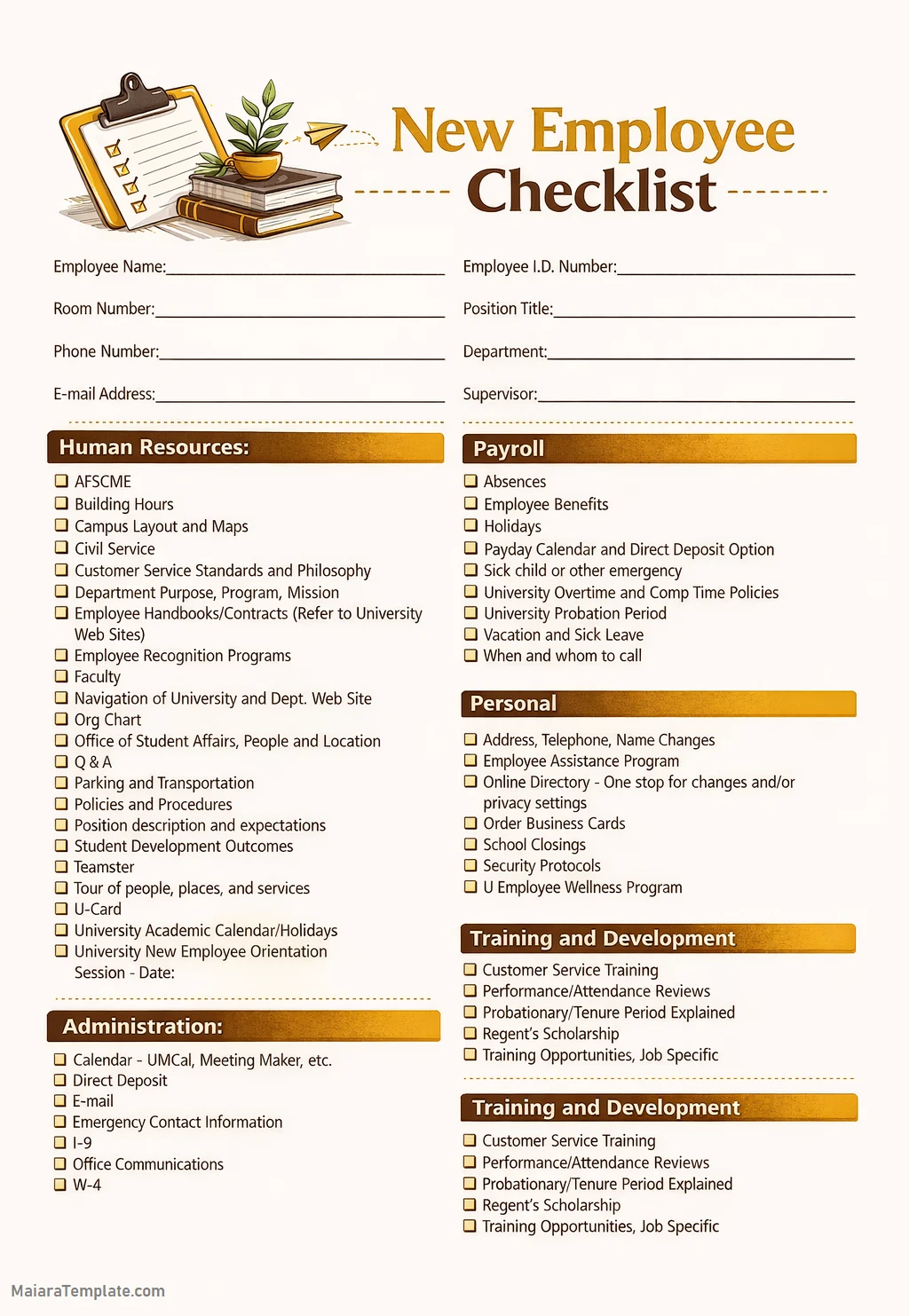 New-Hire Checklist Sample PDF