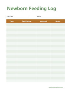 Printable Newborn Feeding Log Template