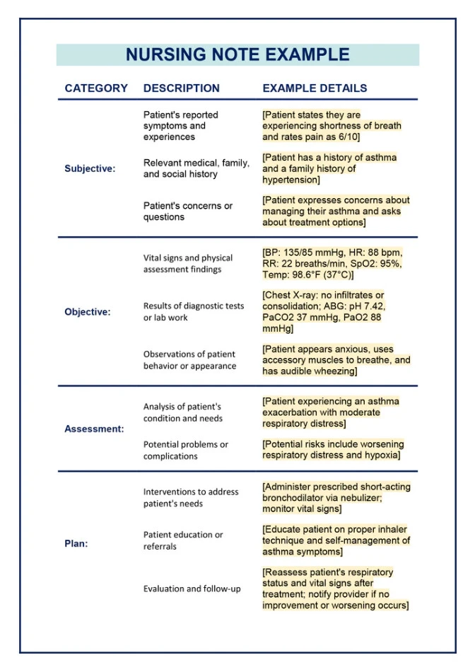 Nursing Notes Template Word