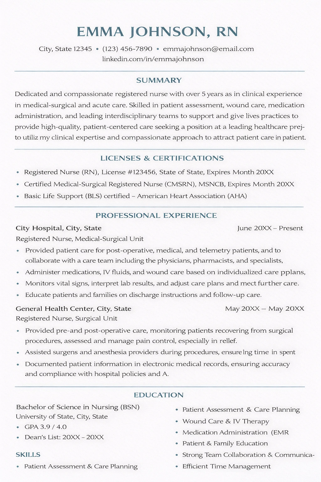 Simple Nursing Resume Template Word