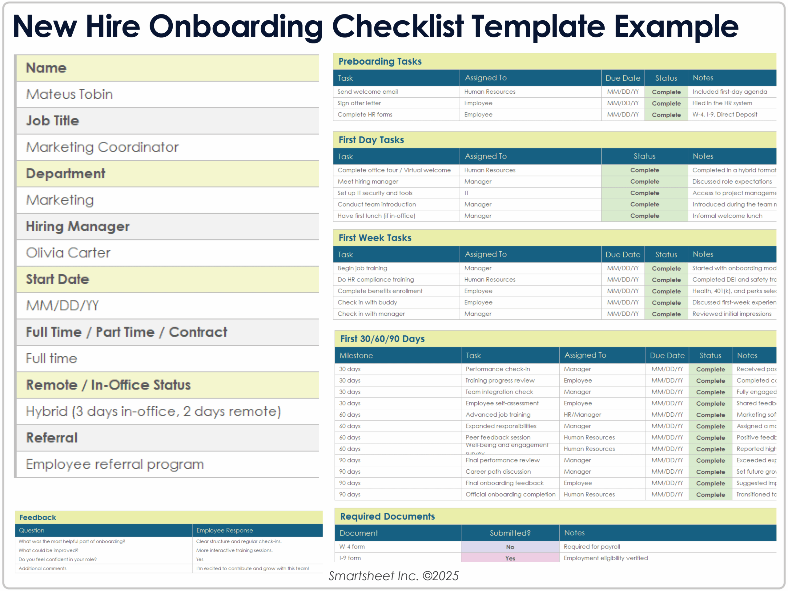 Onboarding Checklist Template Example Onboarding Checklist Template Example