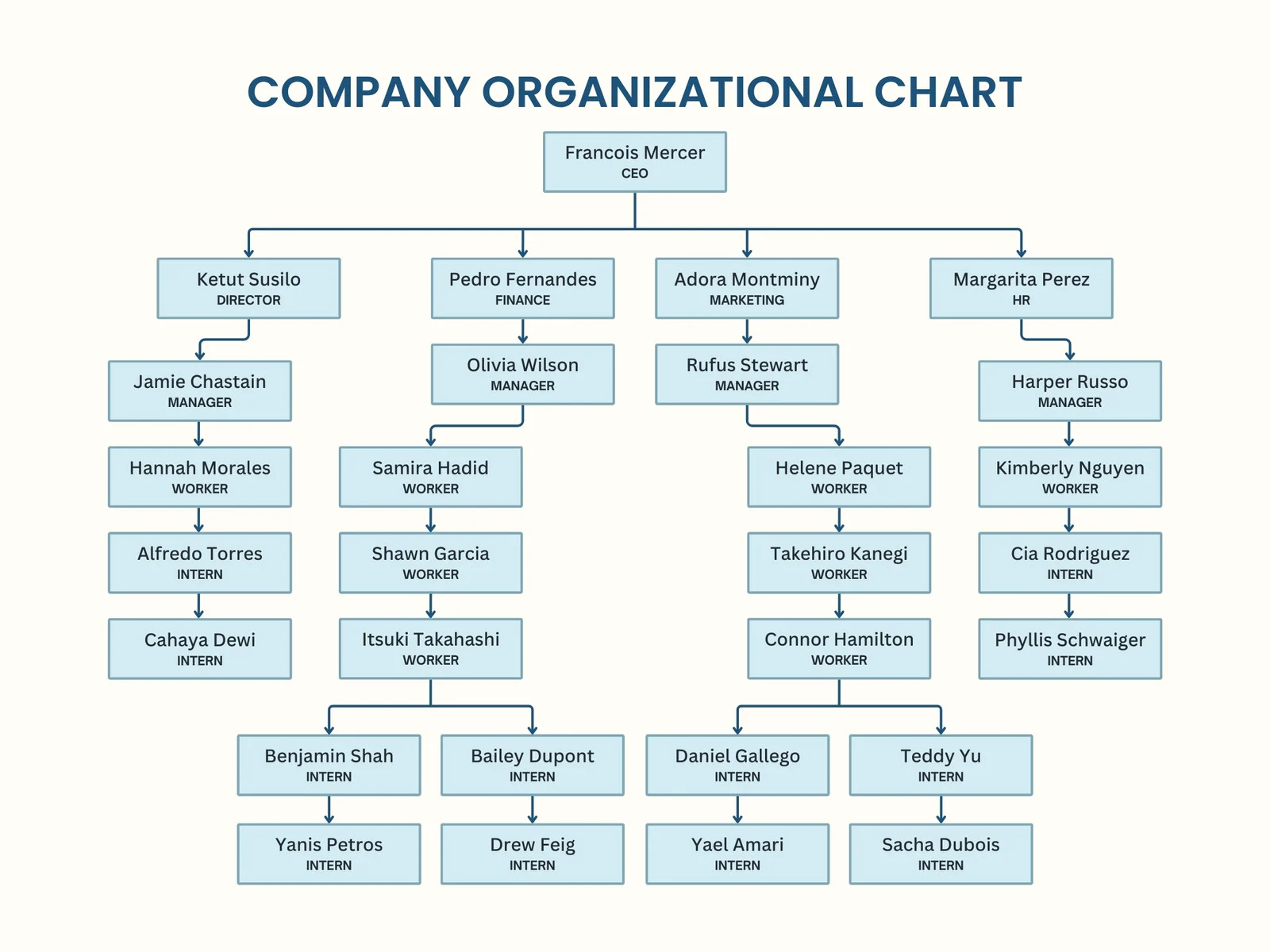 Organization Chart Template Sample Organization Chart Template Sample