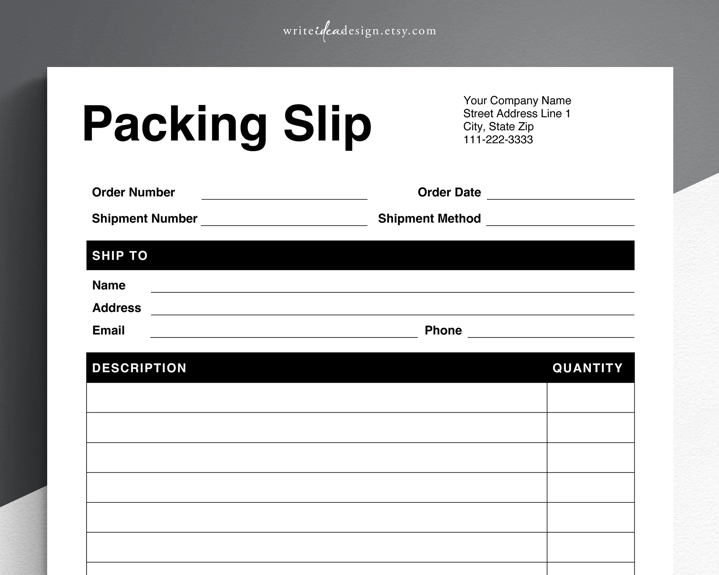 Packing Slip Template