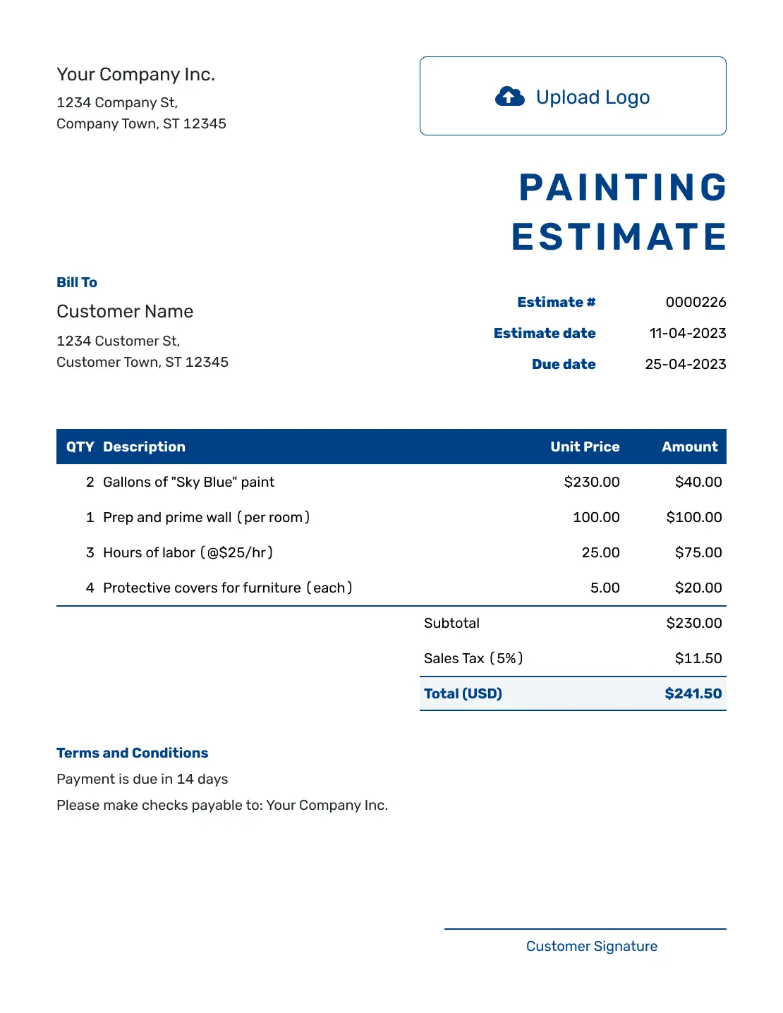 Painting Estimate Template Painting Estimate Template