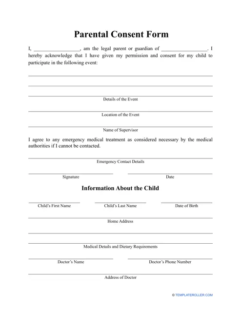 Parent Consent Form Sample Parent Consent Form Sample