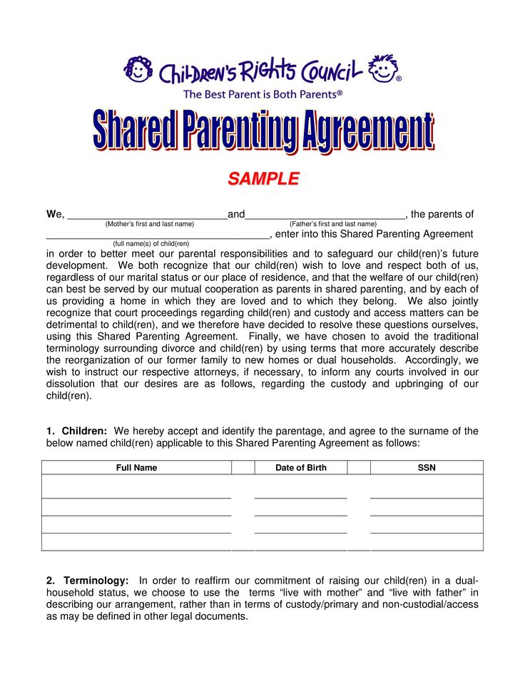 Parenting Agreement Template Sample Parenting Agreement Template Sample