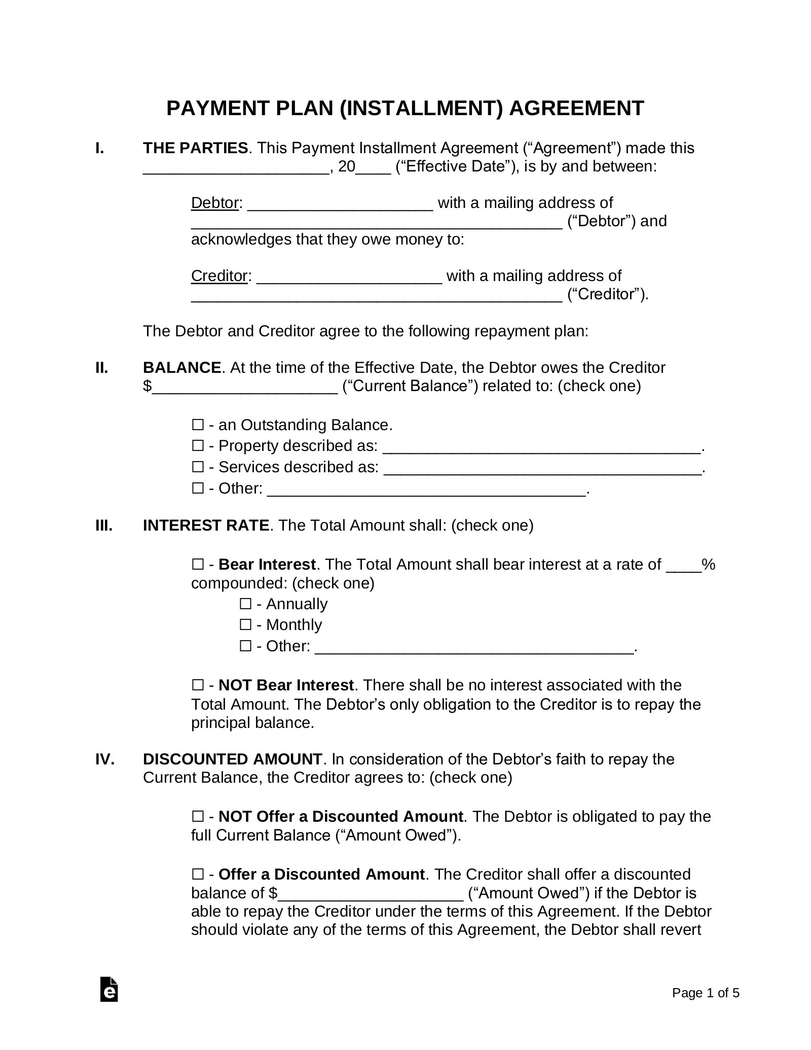Payment Plan Template Payment Plan Template
