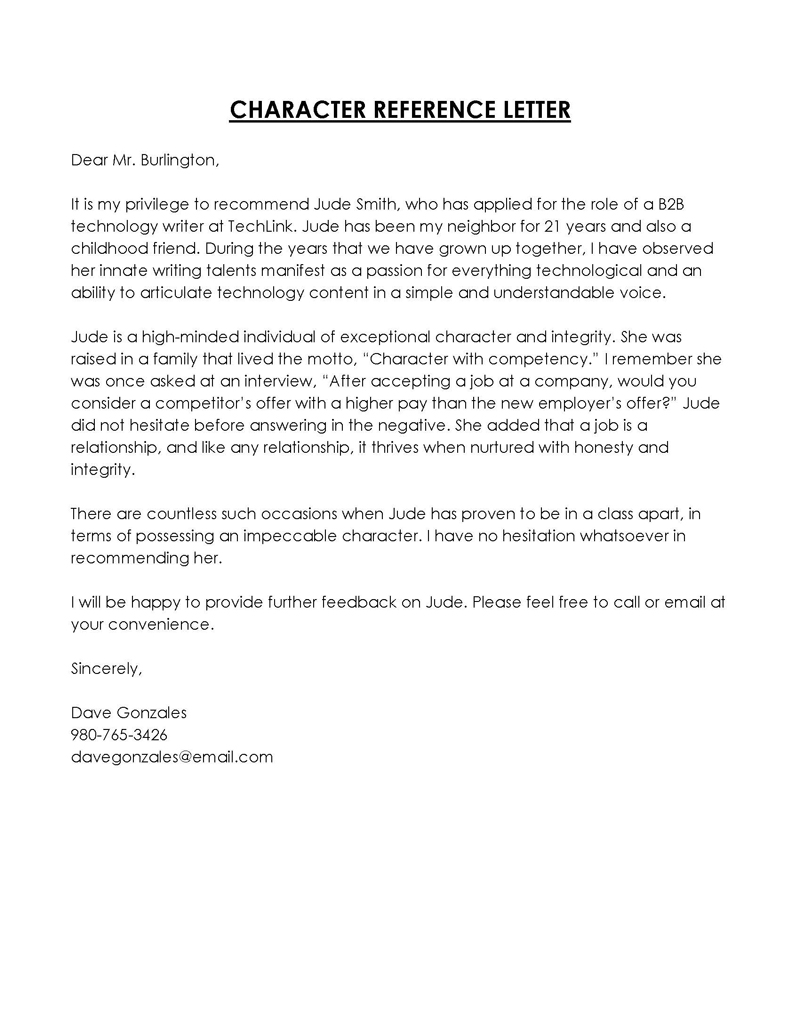 Personal Reference Letter Template Example Personal Reference Letter Template Example