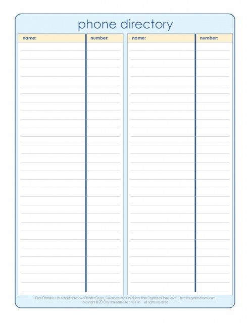 Phone Book Template Phone Book Template