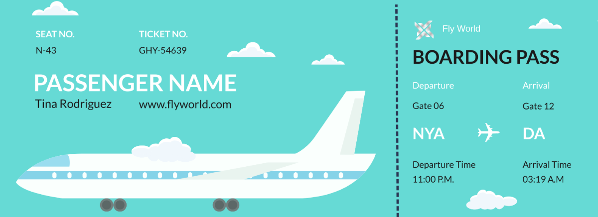 Plane Ticket Template Example Plane Ticket Template Example