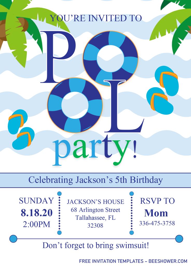 Pool Party Invitation Template Example Pool Party Invitation Template Example