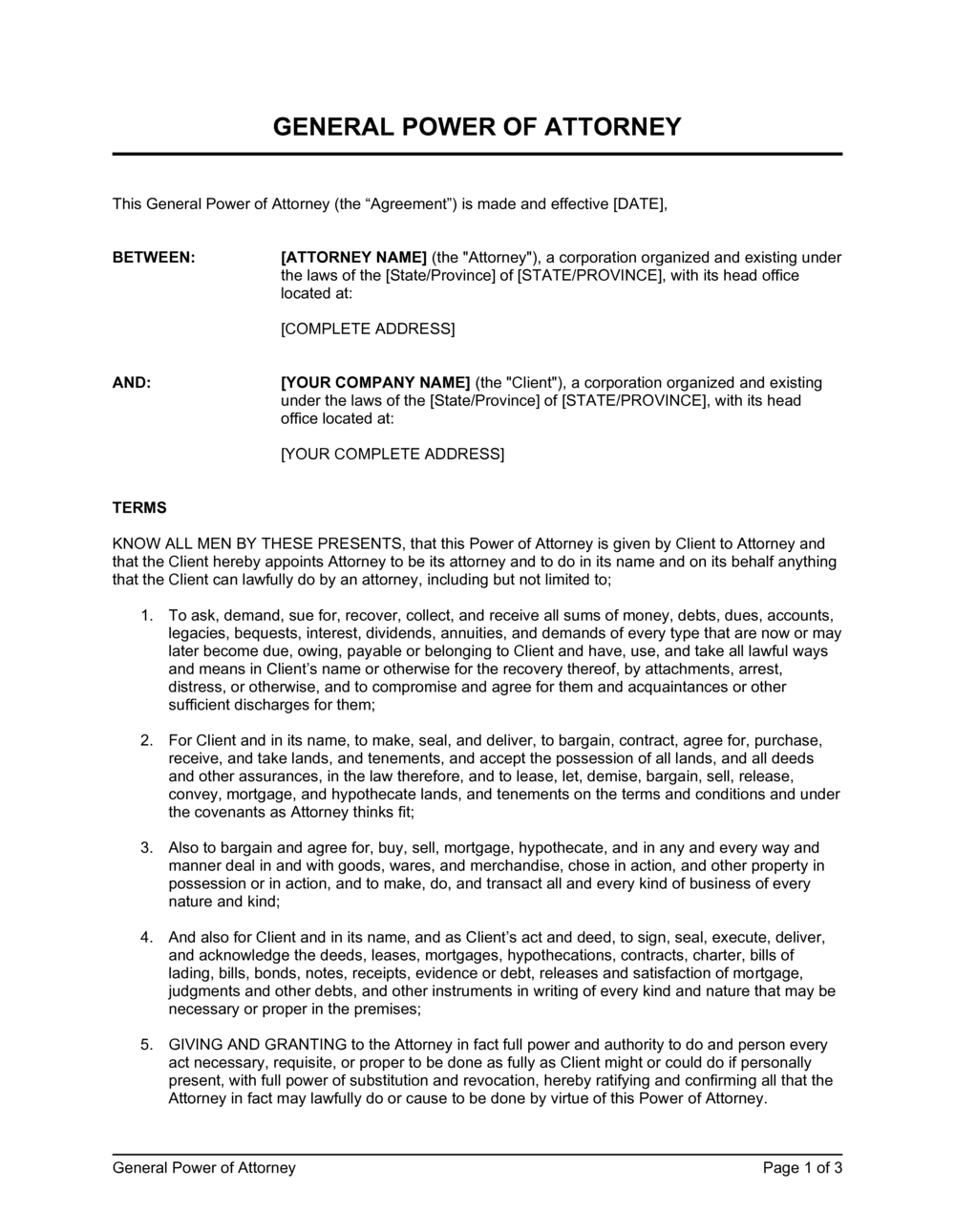 Power of Attorney Letter Template Example Power of Attorney Letter Template Example