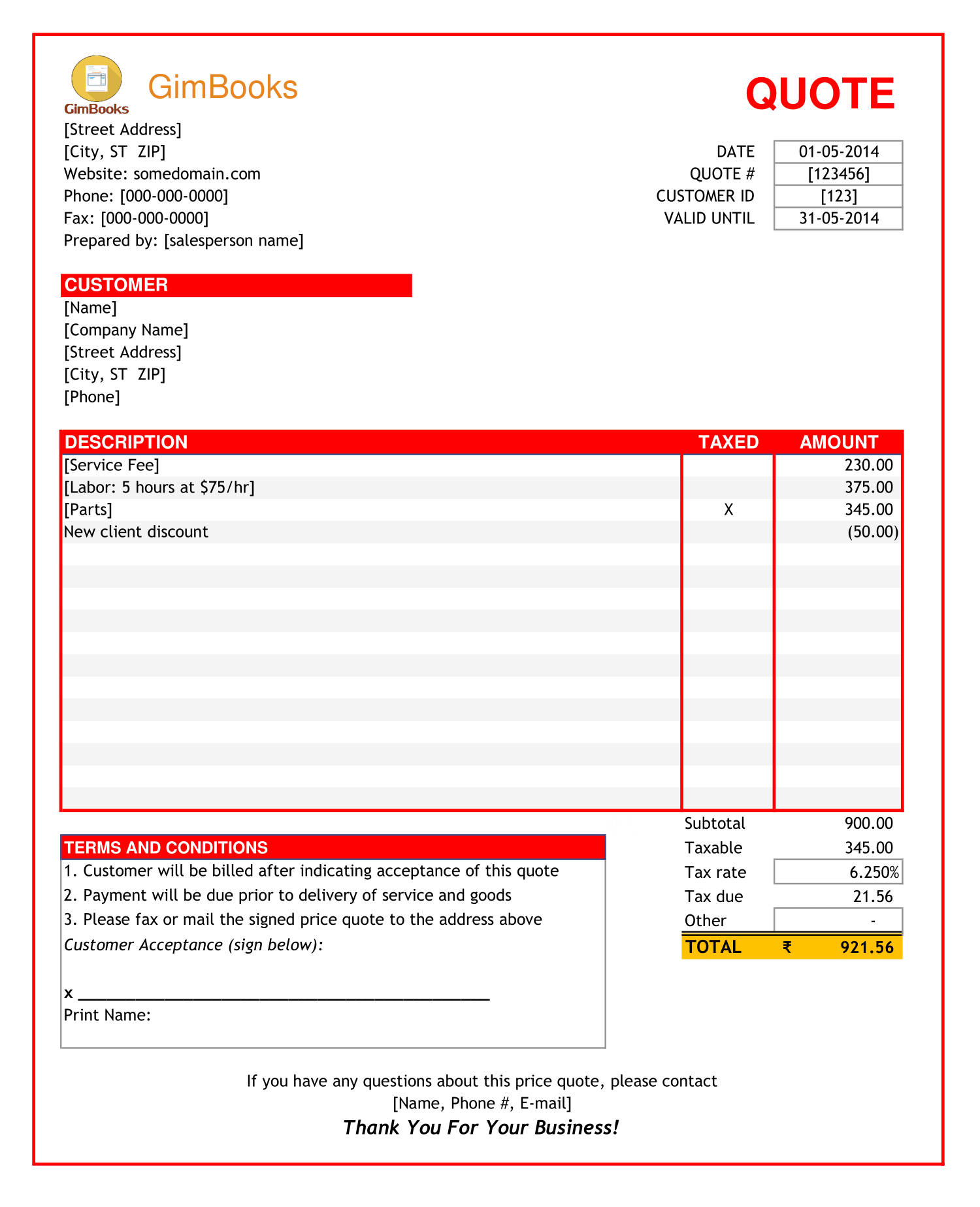 Price Quotation Template Example Price Quotation Template Example