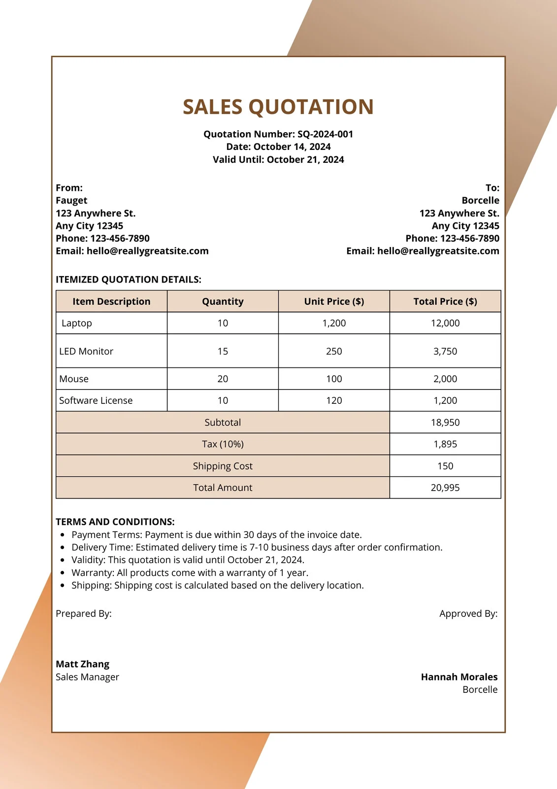 Price Quotation Template Sample Price Quotation Template Sample