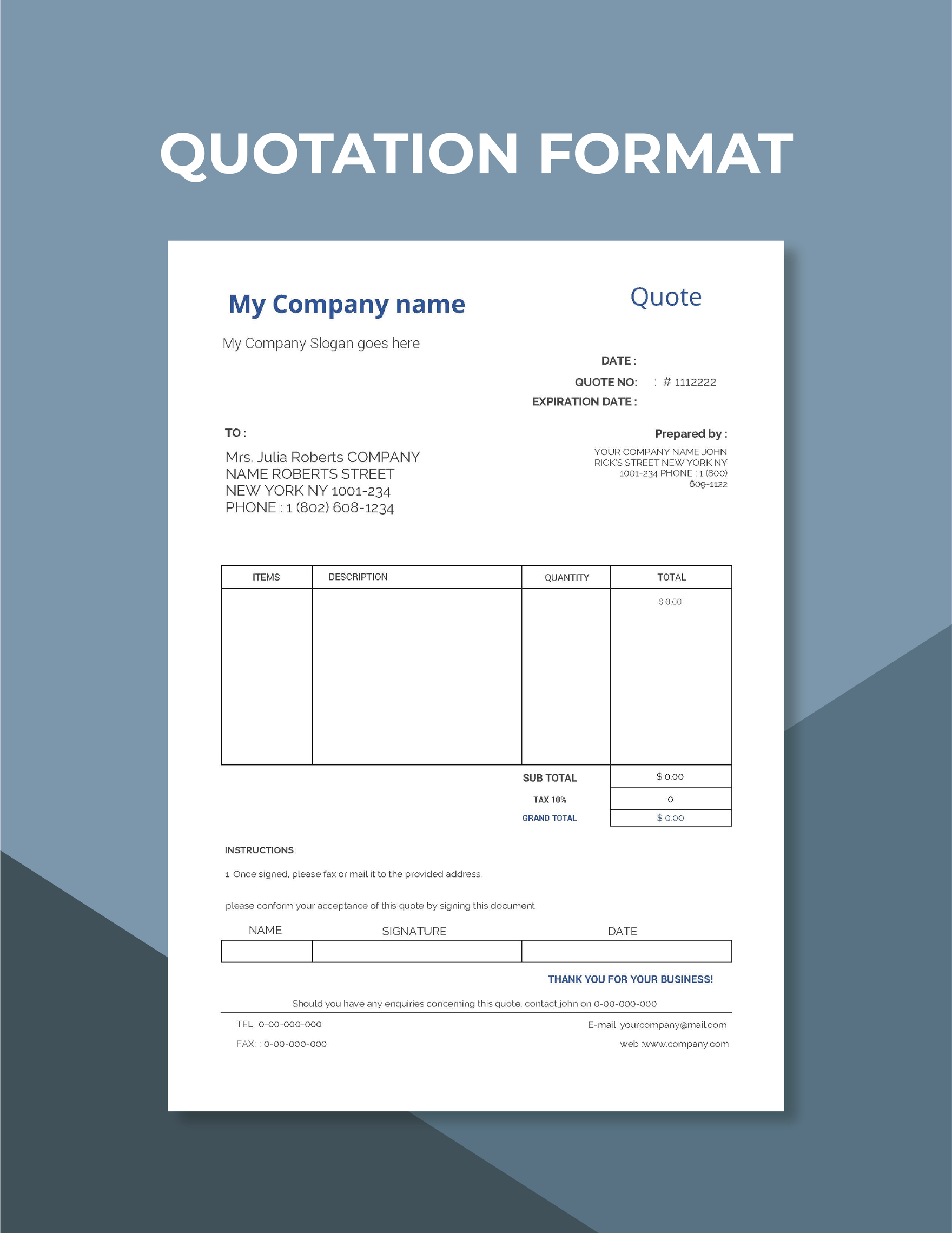 Price Quotation Template Price Quotation Template