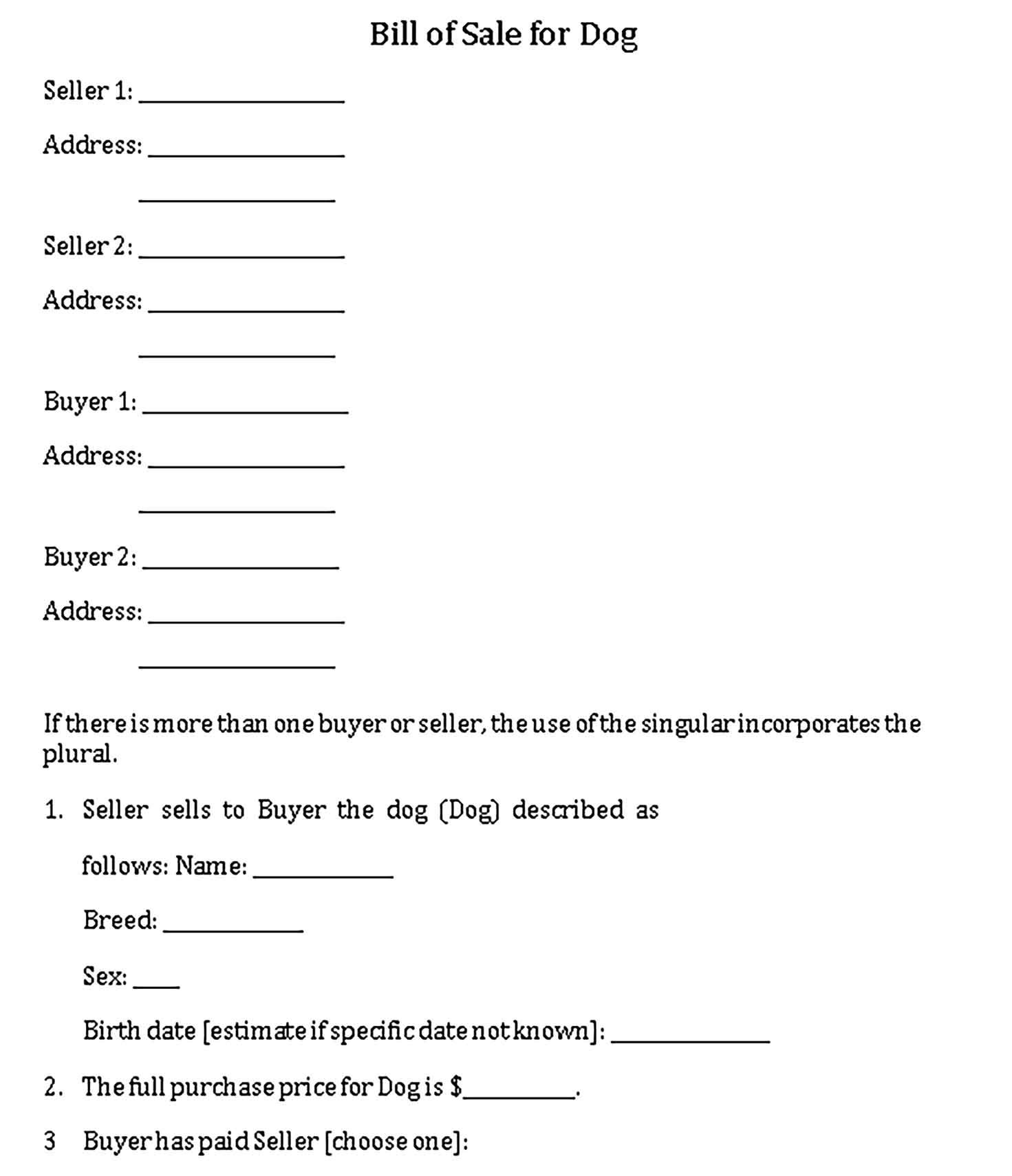 Printable Dog Bill of Sale Form Example Printable Dog Bill of Sale Form Example