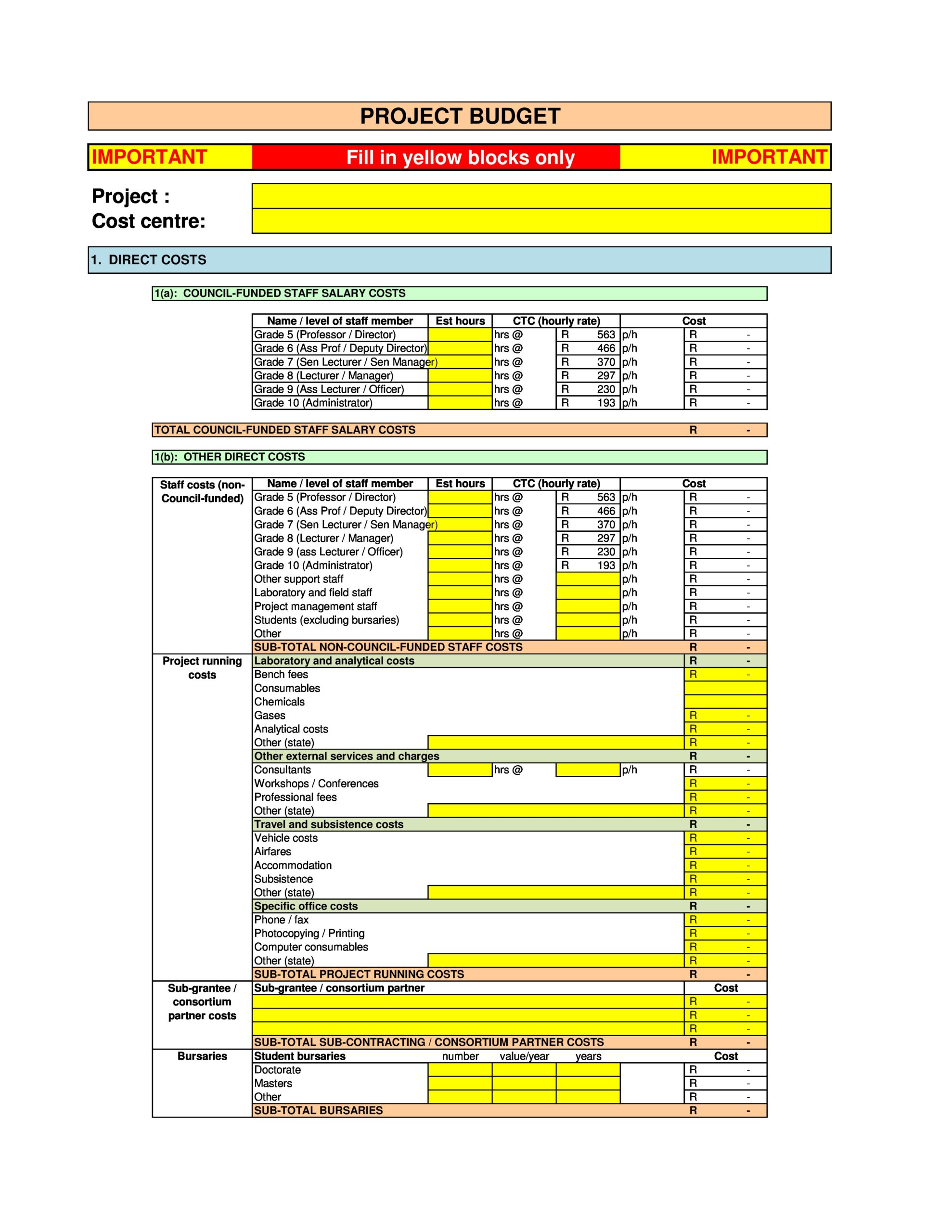 Printable Project Budget Template Printable Project Budget Template