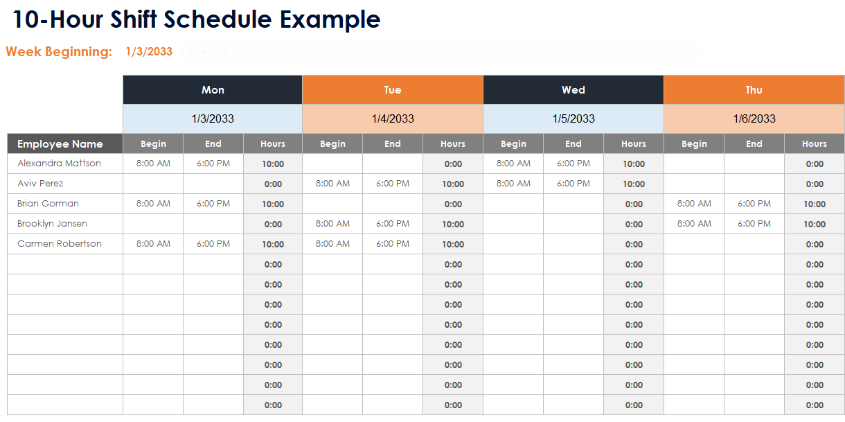 Production Shift Schedule Template Example Production Shift Schedule Template Example